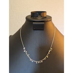 Sterling Silver Dainty Dangle Dot 16.5"-18.5" Necklace